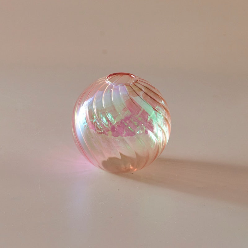 Glasvasen in Ballform, rosa