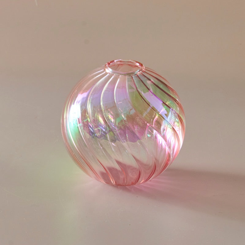 Glasvasen in Ballform, rosa