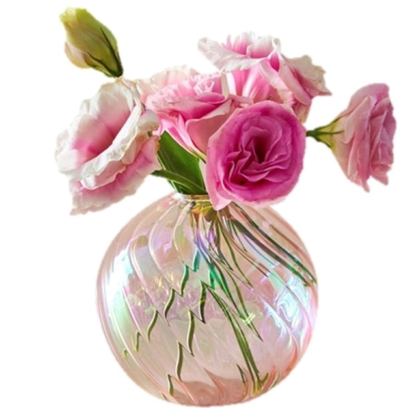 Glasvasen in Ballform, rosa