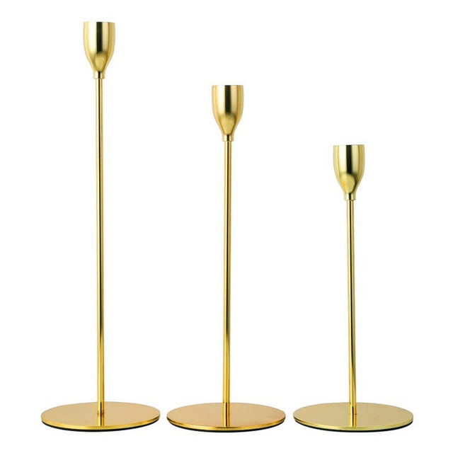 Kerzenhalter-Set Metall Gold, 3-teilig